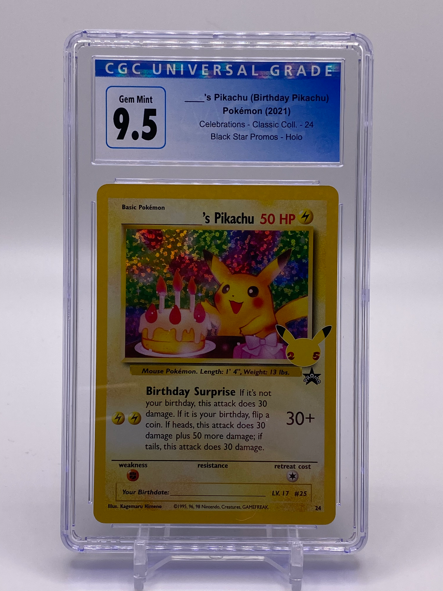 CGC 9.5 Birthday Pikachu Holo (Graded Card)