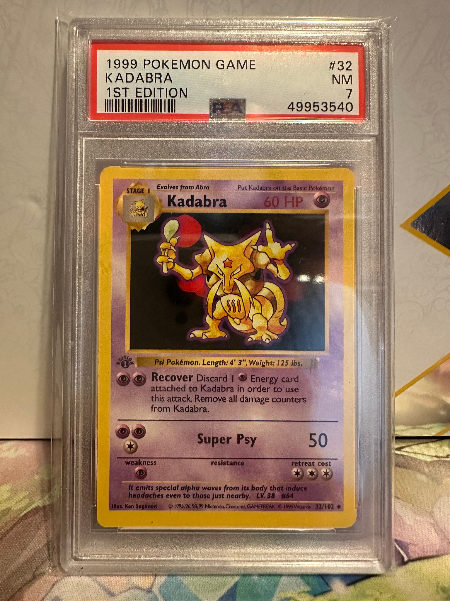 1999 kadabra pokemon card PSA 7 1st Edition Kadabra Base Set (Graded Card) – Phurion
