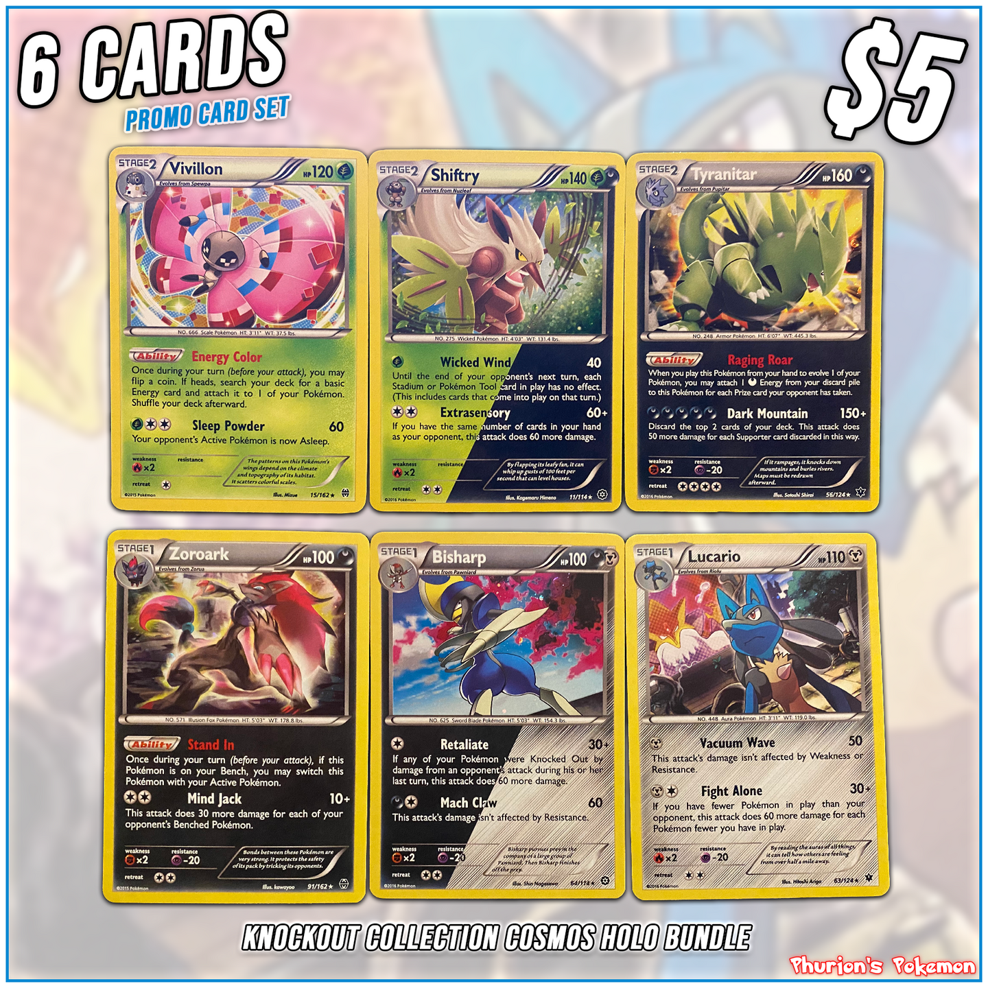 Knockout Collection 6x Cosmos Holo Bundle (Singles) (Promos)