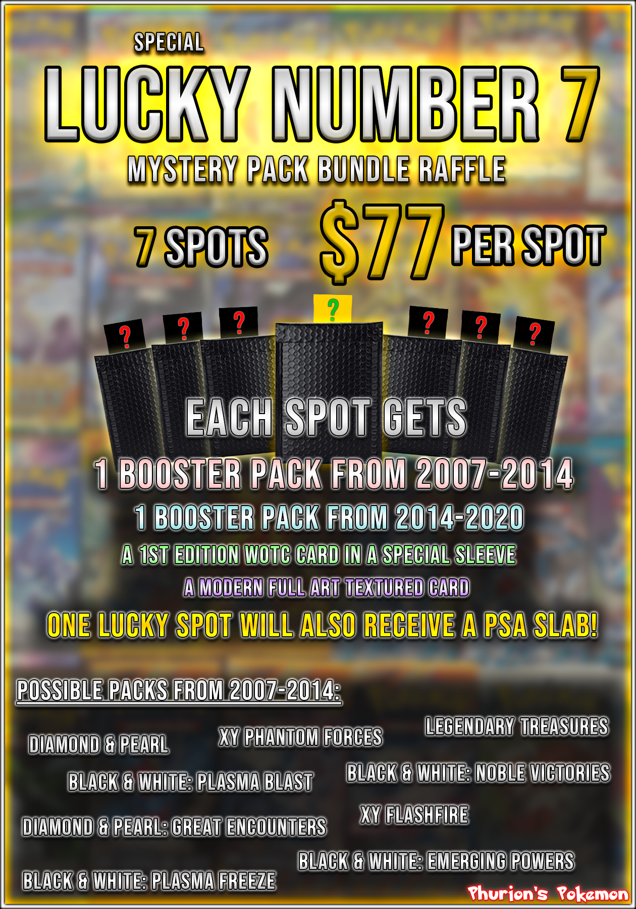 LUCKY NUMBER 7 MYSTERY PACK BUNDLE ** Phurion LUCKY NUMBER 7 MYSTERY PACK BUNDLE ** Phurion