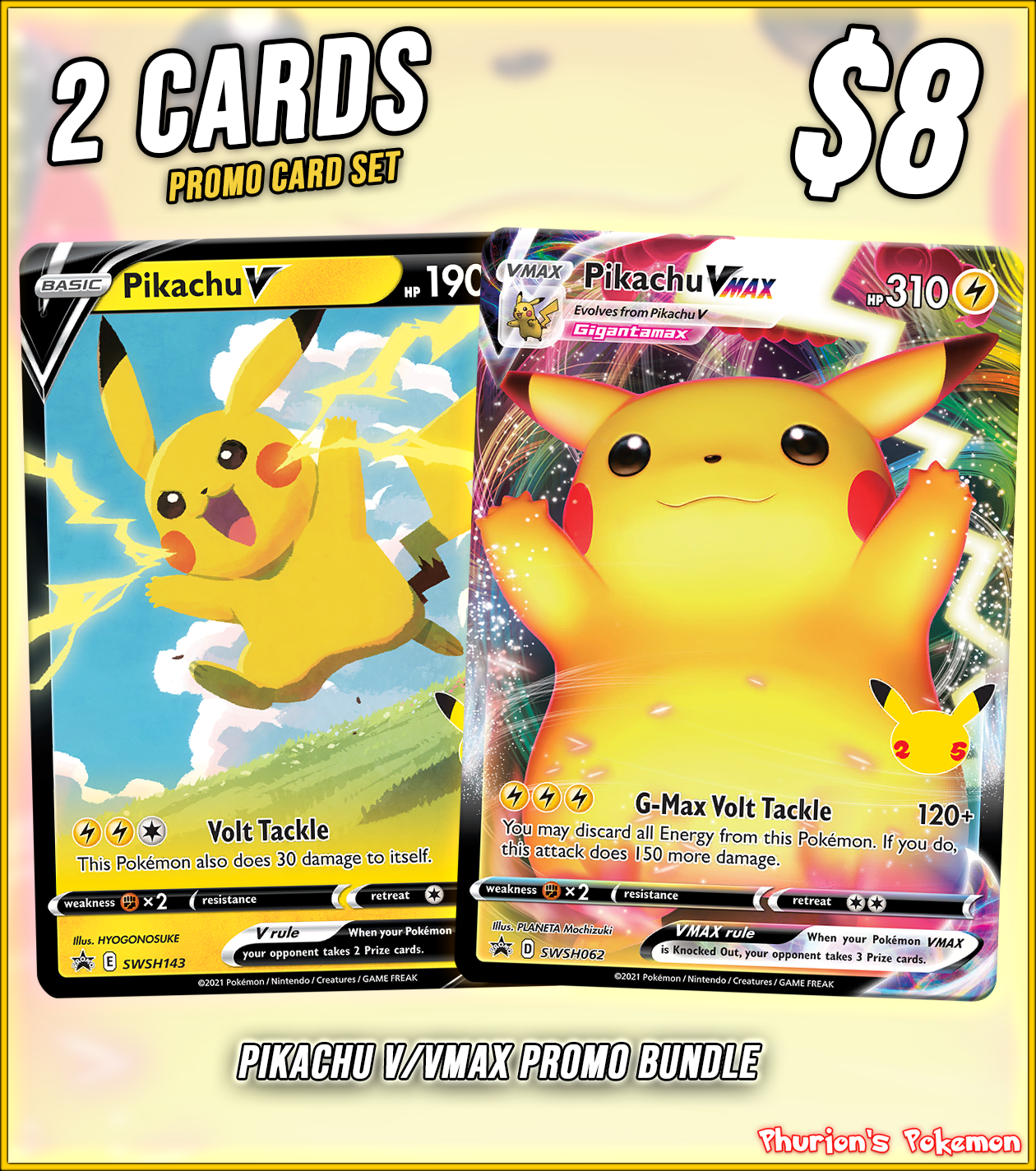 Pikachu V / Pikachu VMAX Promo Card Bundle (Singles) (Promos)