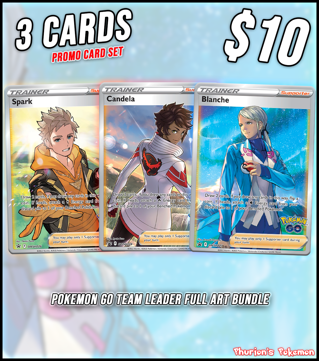 Pokemon GO Team Leaders Full Art Promo Card Bundle (Singles) (Promos) Phurion Pokemon GO Team Leaders Full Art Promo Card Bundle (Singles) (Promos) Phurion